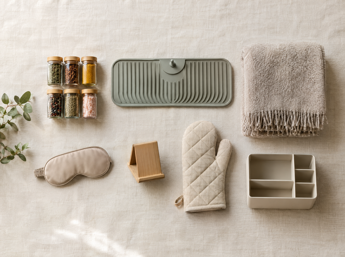 Flat lay of useful home finds under $25