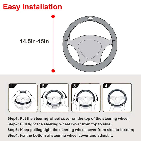 Faux Leather Steering Wheel Cover – 14.5–15 in – image 4