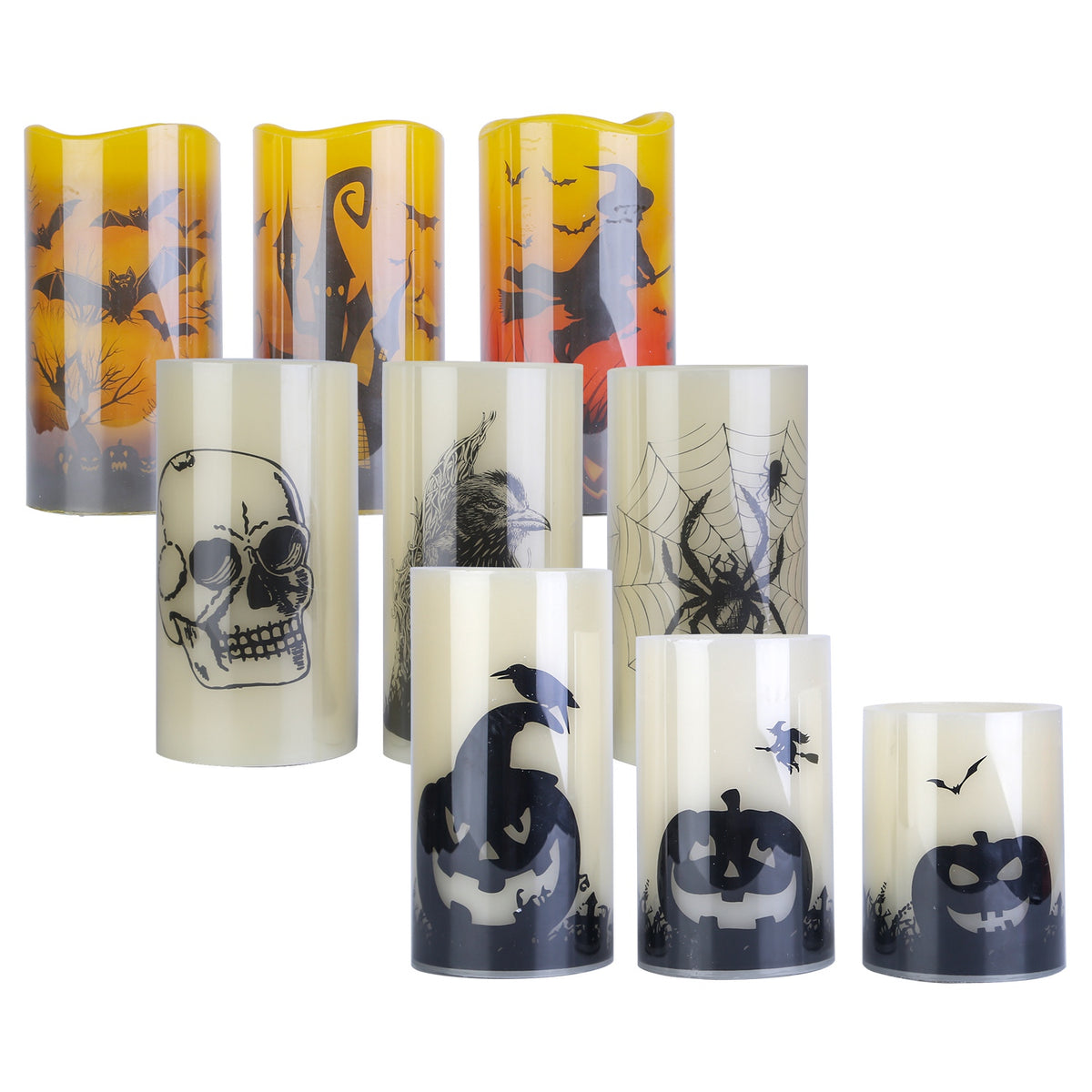 Flameless Halloween Candles with Timer – 3 Pack