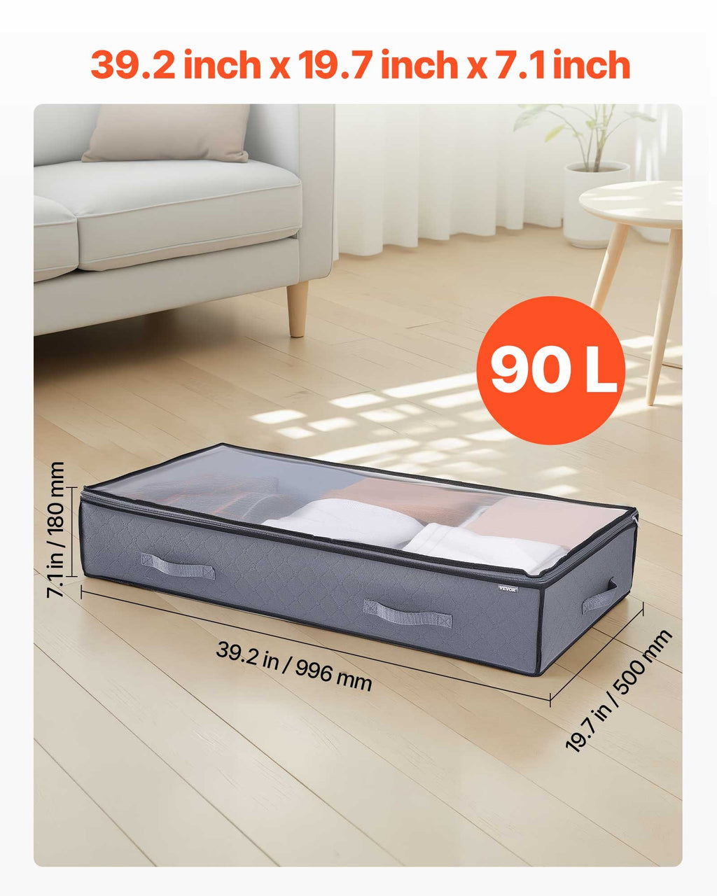 Under-Bed Storage Bins with Clear Lids – 6 Pack, 90L – image 4