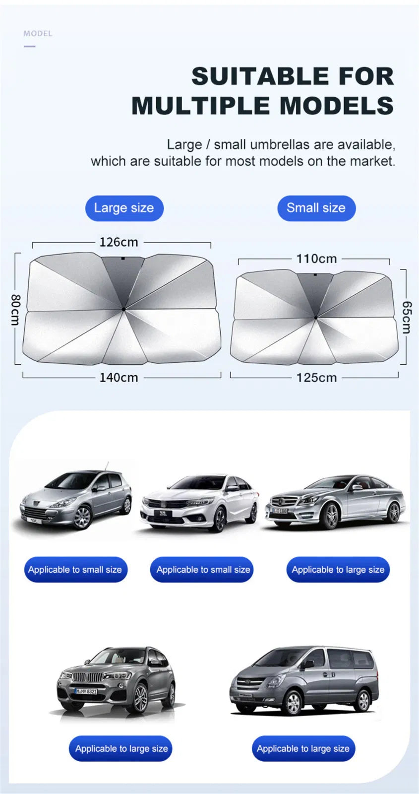 Foldable Windshield Sun Shade Umbrella – 57 in – image 8