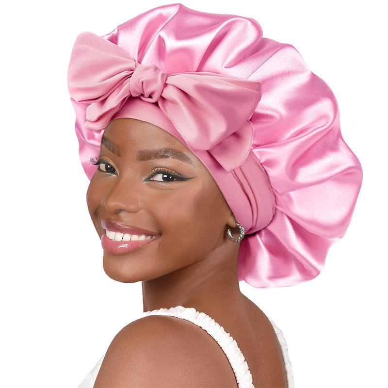 Satin Sleep Bonnet with Bow – Adjustable Fit – image 5
