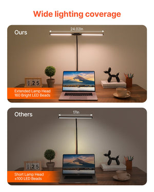 Dual-Head LED Desk Lamp with Clamp – Adjustable Gooseneck, Timer