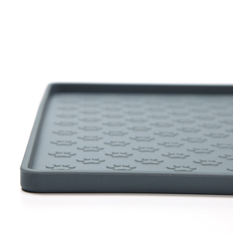 Waterproof Silicone Pet Feeding Mat - in use with food and water bowls