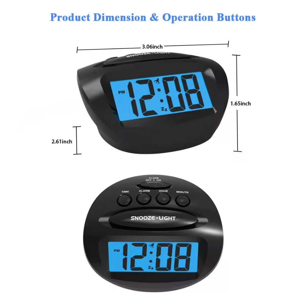 Small LCD Travel Alarm Clock with Backlight