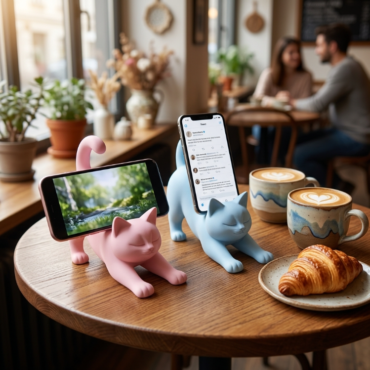 Cute Cat Phone Stand – Desk Smartphone Holder