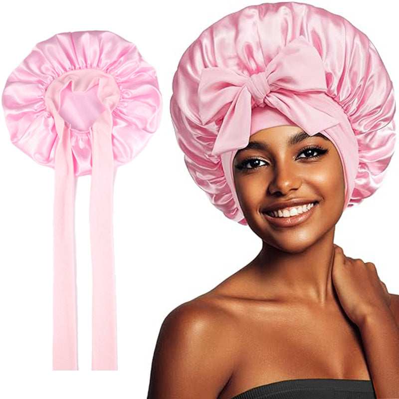 Satin Sleep Bonnet with Bow – Adjustable Fit – image 10