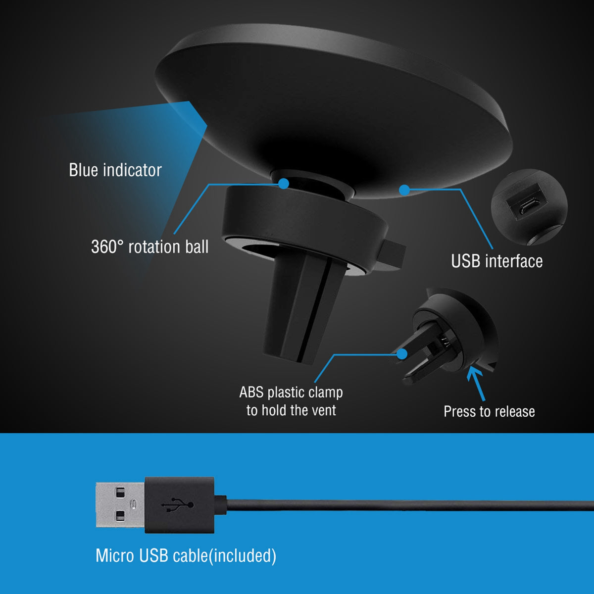 Magnetic Wireless Car Charger Mount – view 9
