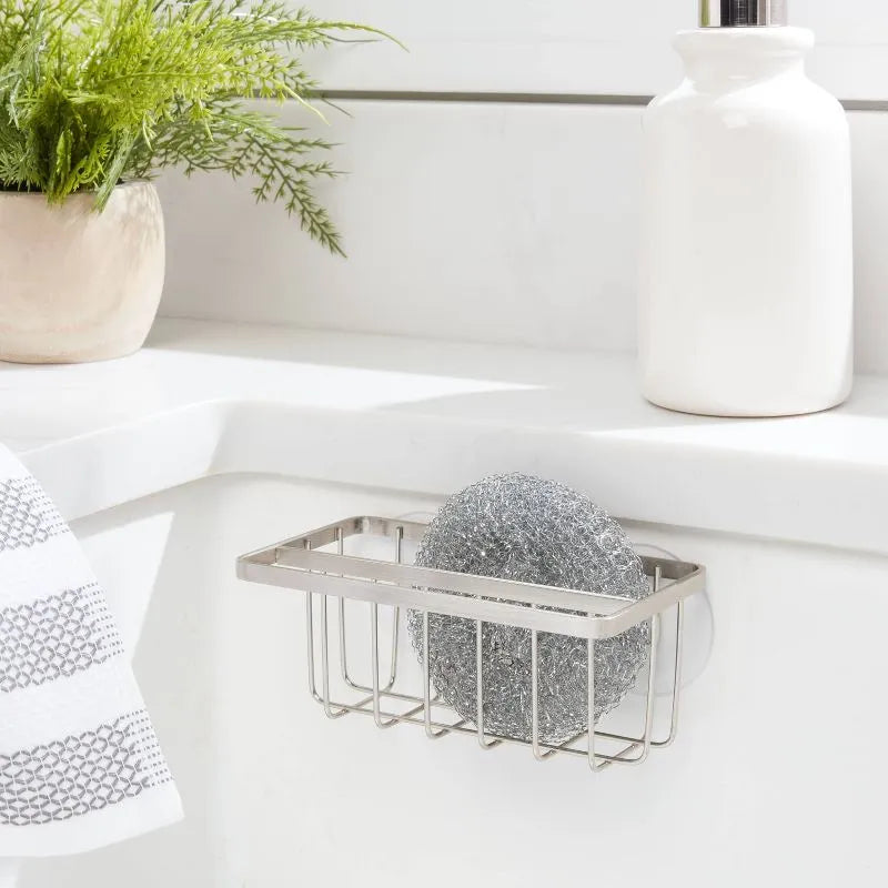 Suction Sink Caddy with Towel Bar – Matte Steel – image 8