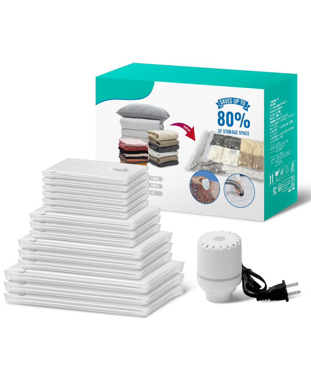 Vacuum Storage Bags with Electric Pump – 15 Pack – image 3
