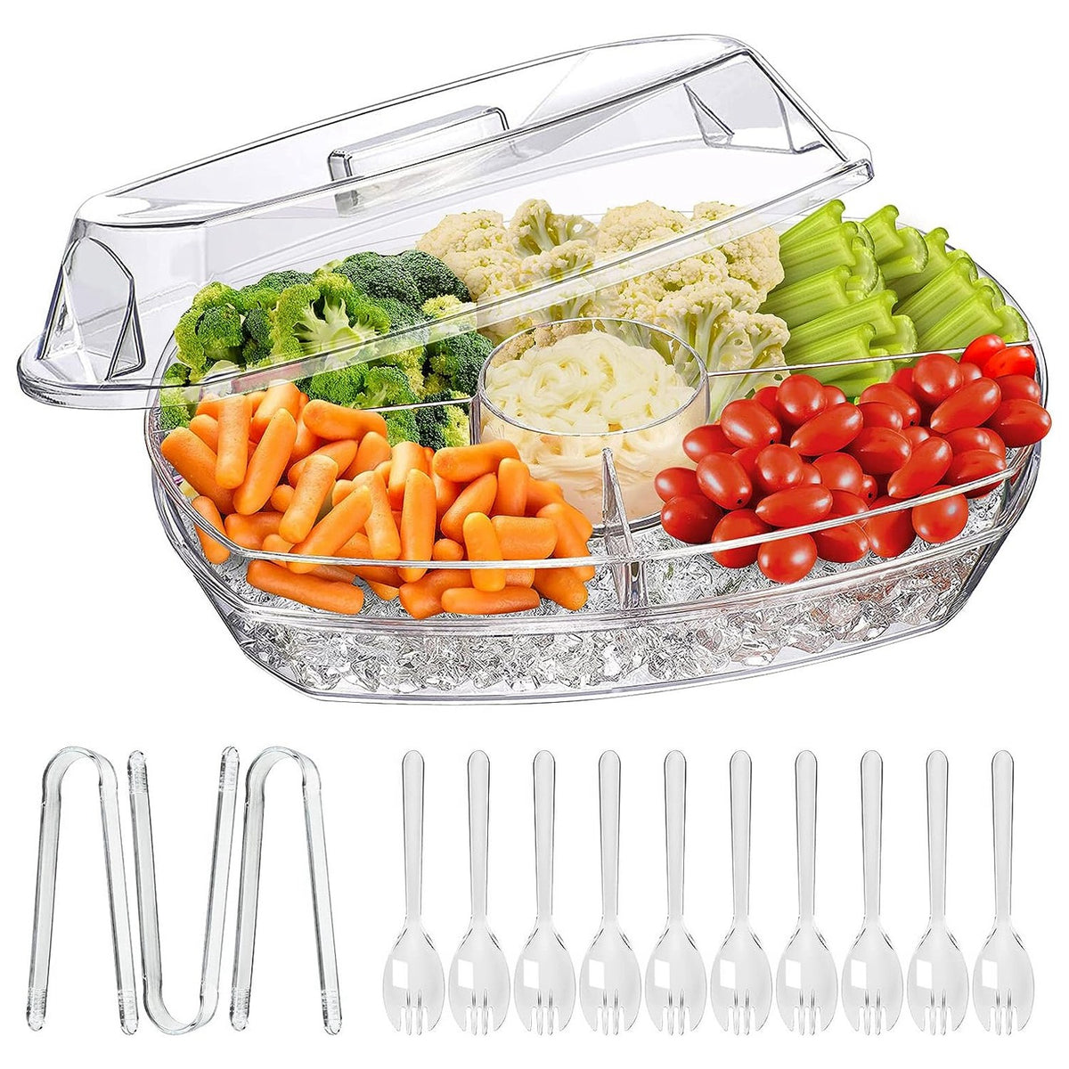 Chilled Party Serving Tray with Lid – 4 Compartments – image 6