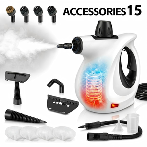 Portable Handheld Steam Cleaner with 15-Piece Accessory Set