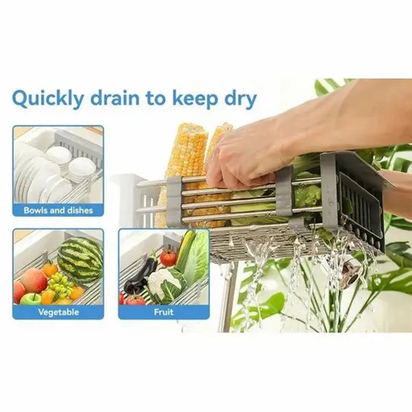 Expandable Over-Sink Drying Rack with Drain Basket – image 2