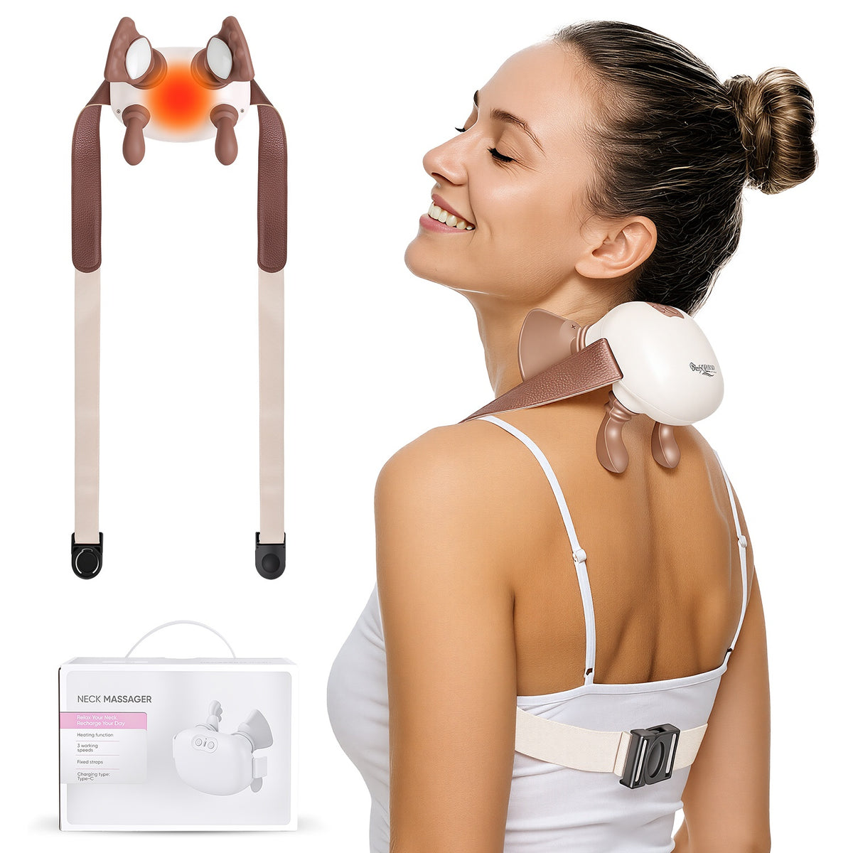 Cordless Heated Neck and Shoulder Massager with Straps – image 6