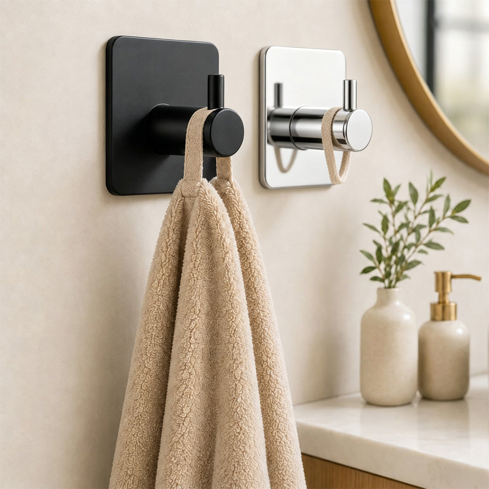 Stainless Steel Adhesive Towel Hooks – 2 Pack – image 8