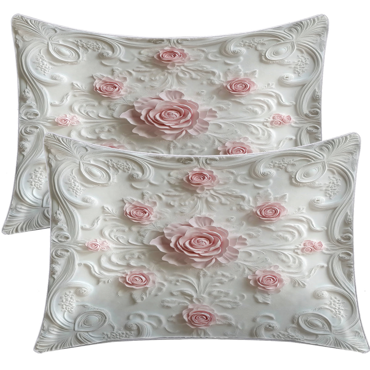 Rose Print Satin Pillowcases – Set of 2 – image 8