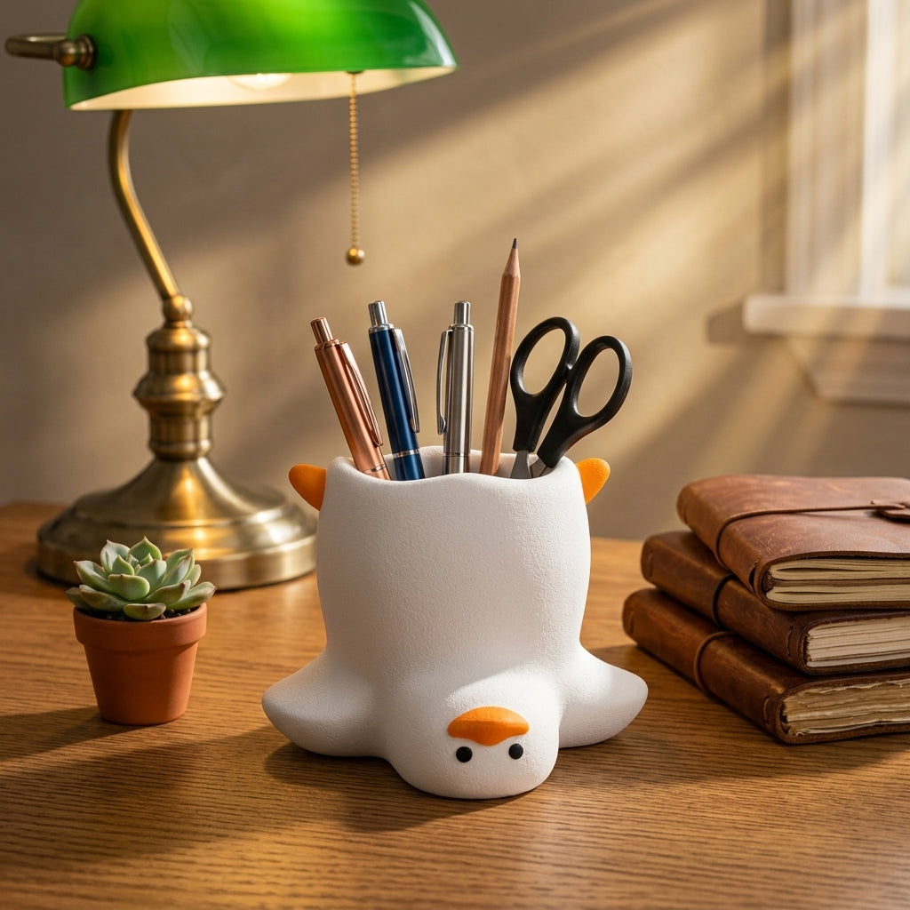 Funny Duck Desk Organizer – Pen & Brush Holder – image 3