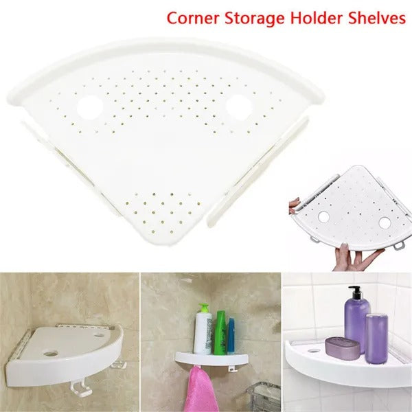 No-Drill Corner Shelf with Hooks – view 2