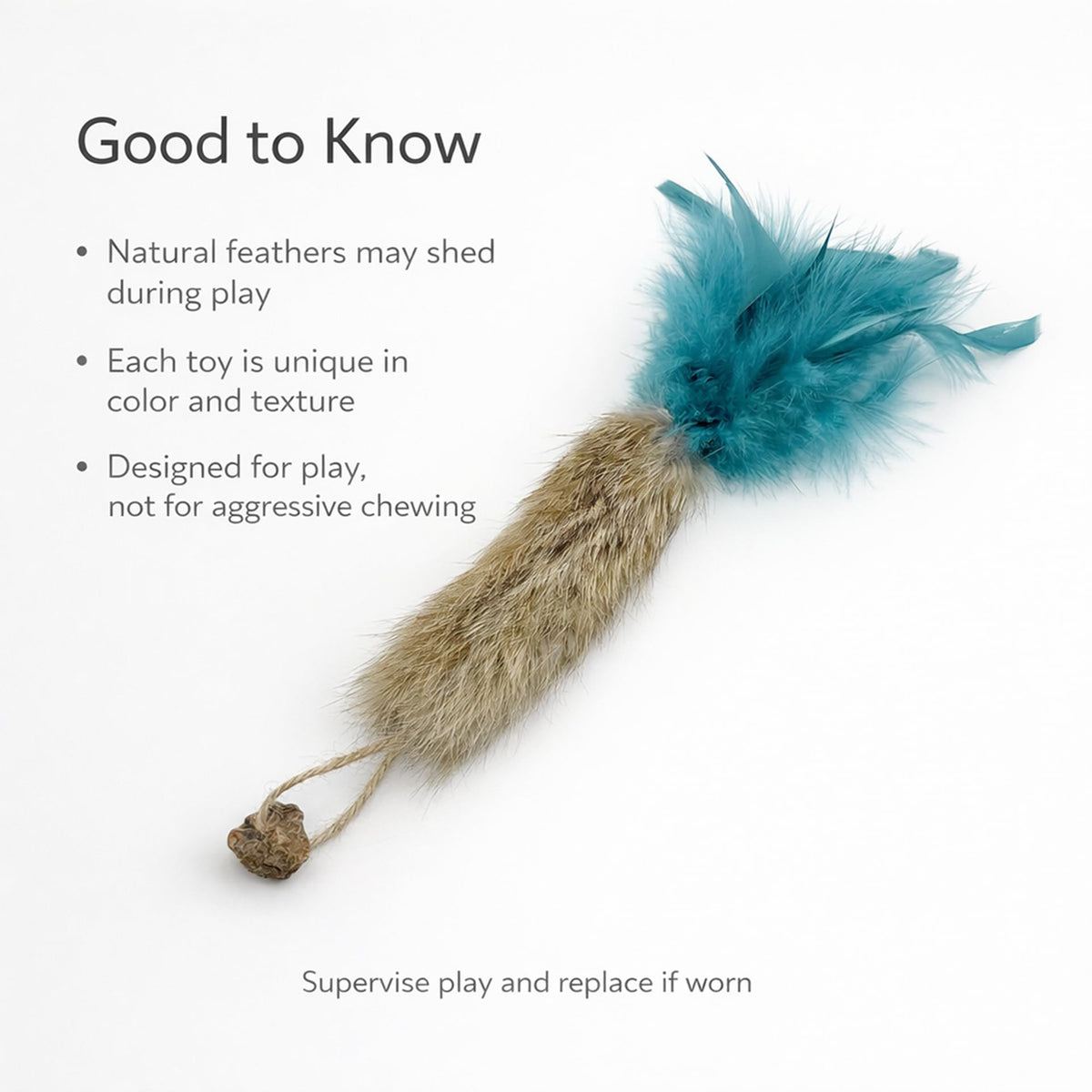 3-Pack Rabbit Fur Catnip Toys with Feathers - different angle