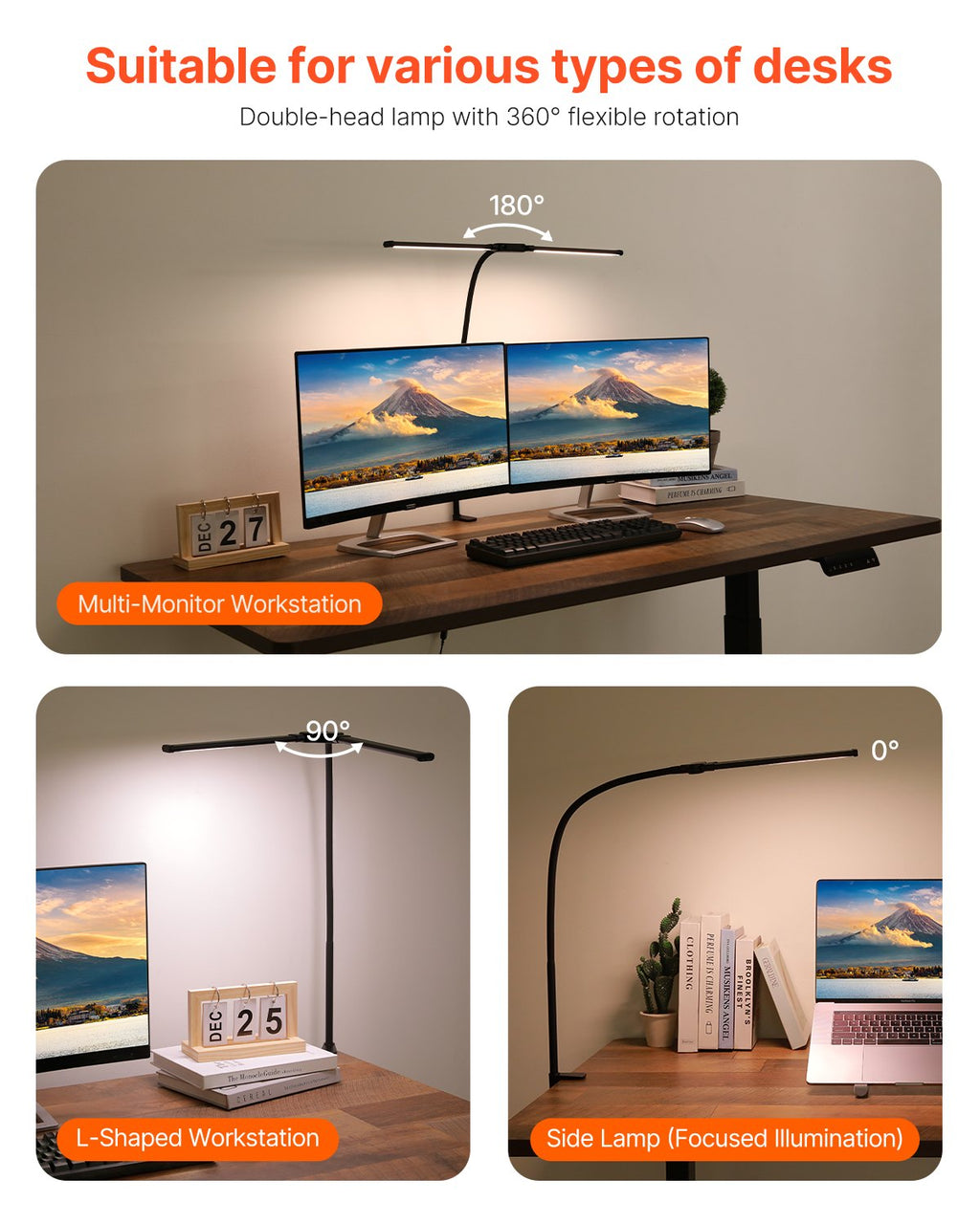 Dual-Head LED Desk Lamp with Clamp – view 5