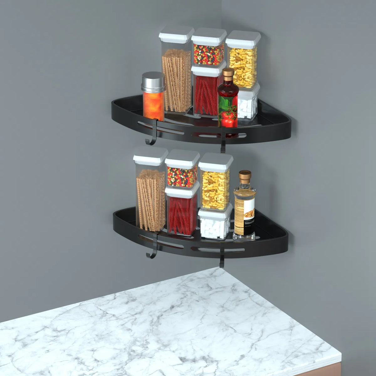 Adhesive Corner Shower Caddy – Aluminum, No Drilling