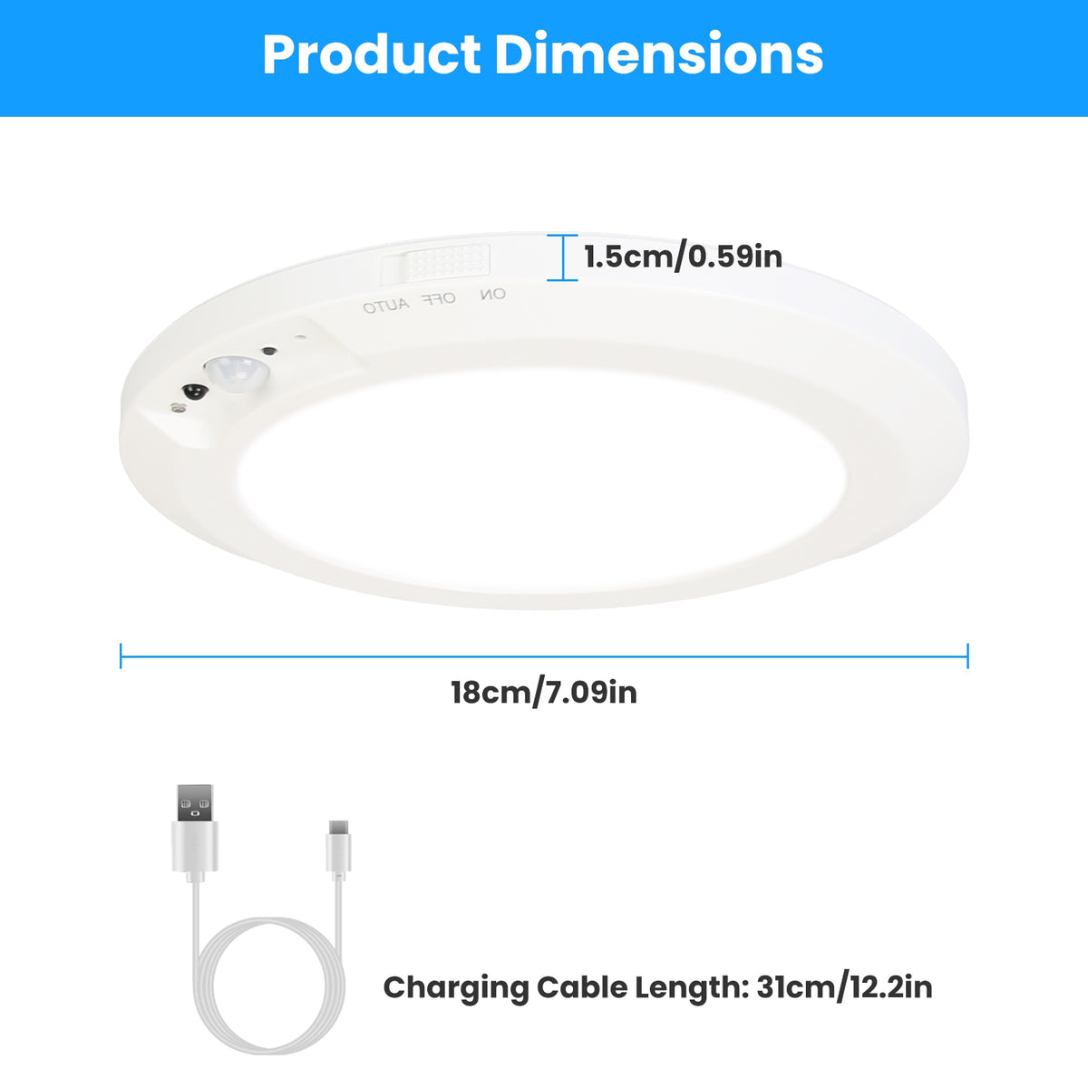 Rechargeable Motion Sensor Ceiling Light with Remote – image 2