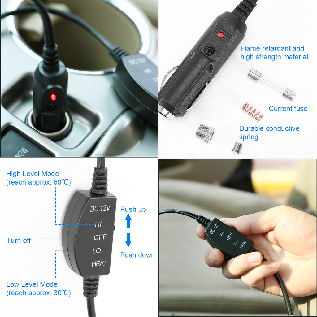12V Heated Car Seat Cushion – 2 Heat Settings, Auto Shut-Off