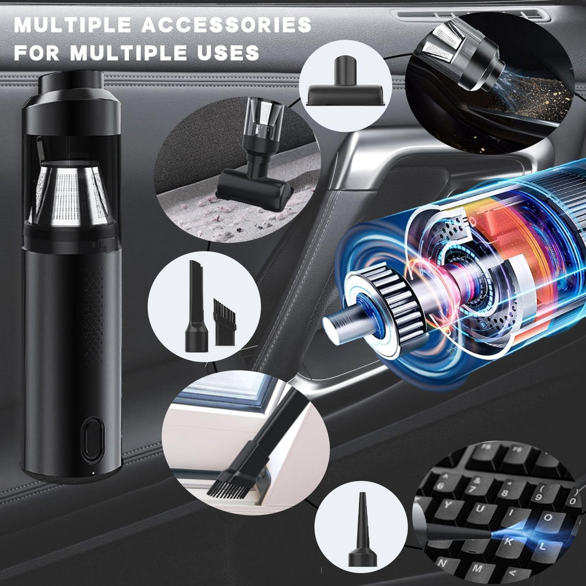 Cordless Handheld Car Vacuum Cleaner with 15000Pa Suction