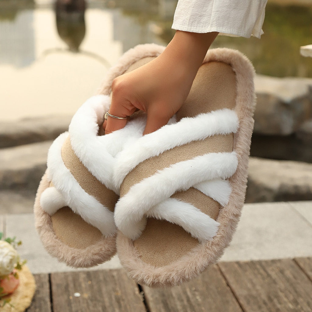 Fluffy Cross-Band Slippers – view 3