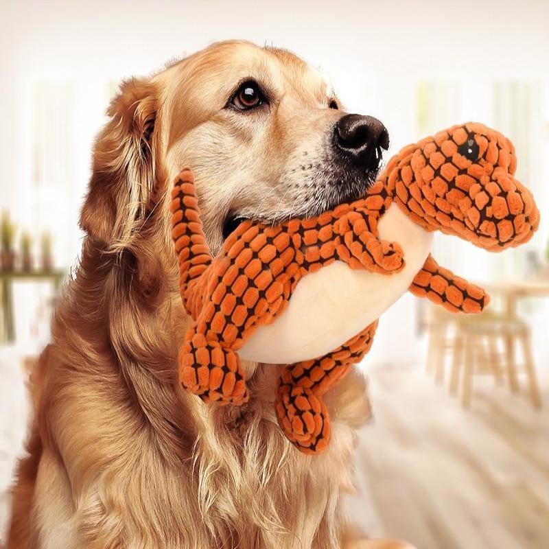 Plush Dinosaur Squeaky Dog Toy - MapleSnug product photo