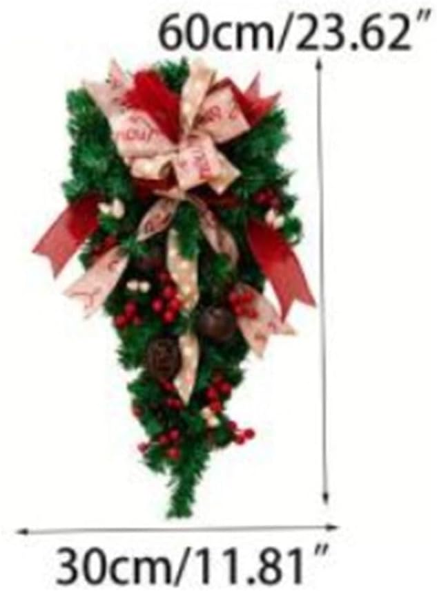 Teardrop Christmas Door Swag with Bows & Jingle Bells – view 2
