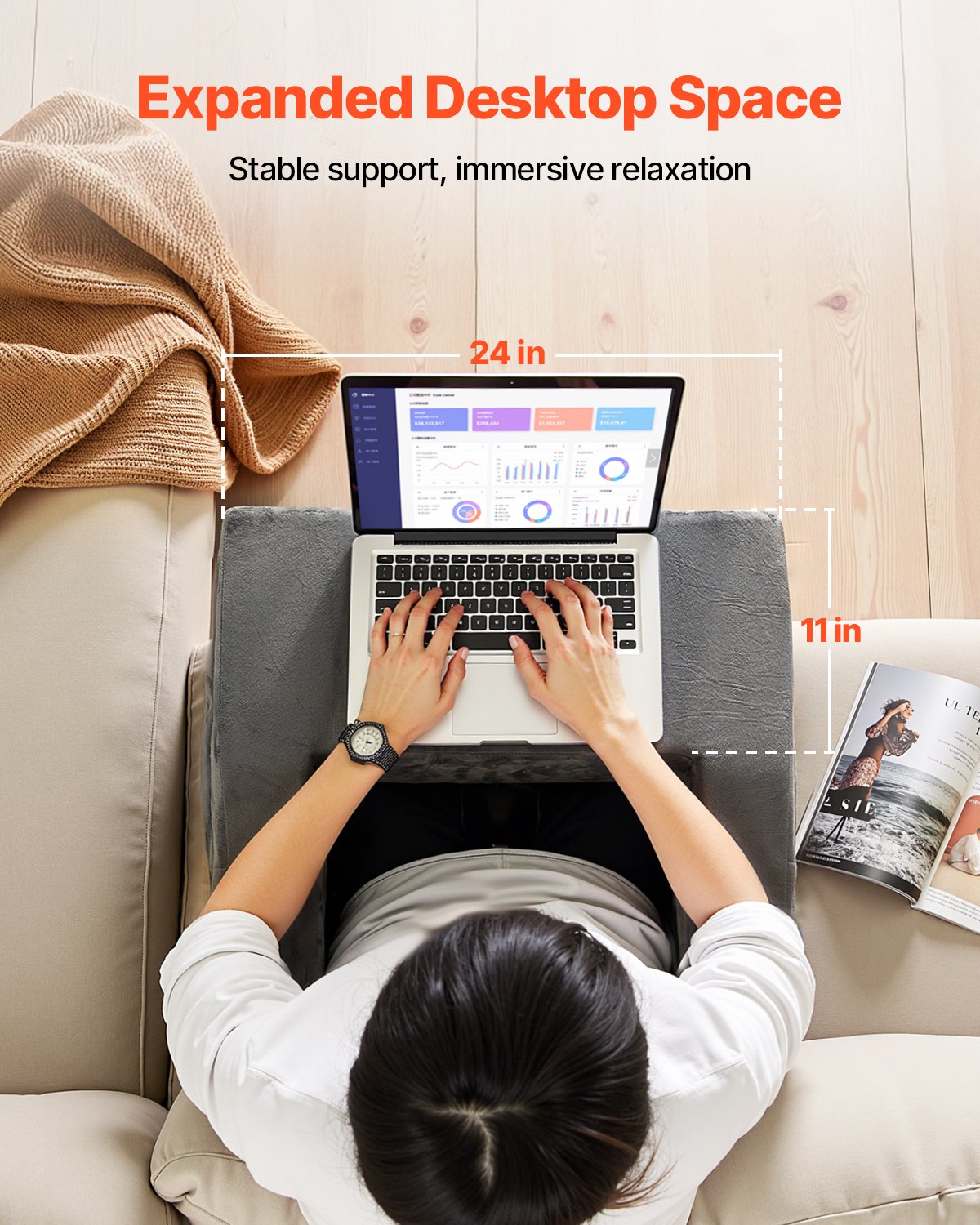 Reading Pillow with Lap Desk, Pockets & Cup Holder – image 3
