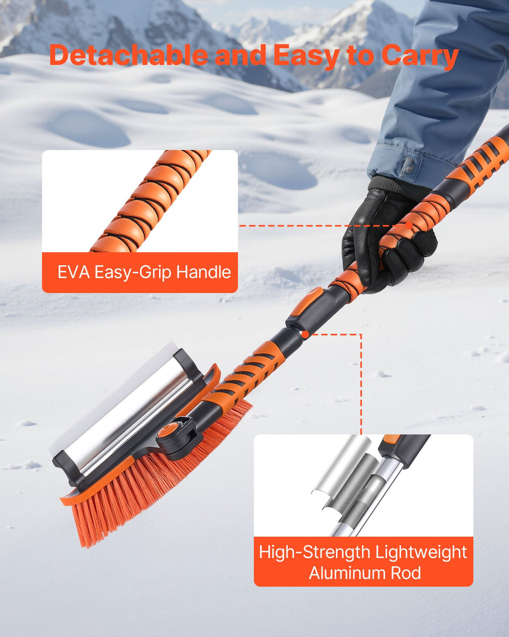 3-in-1 Extendable Snow Brush with Ice Scraper & Squeegee – view 5