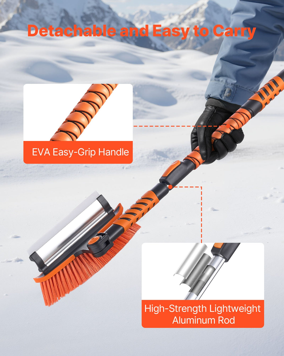 3-in-1 Extendable Snow Brush with Ice Scraper & Squeegee – view 5