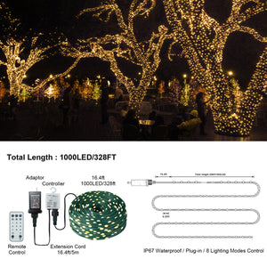 328 ft Warm White String Lights – 1000 LED, Indoor/Outdoor