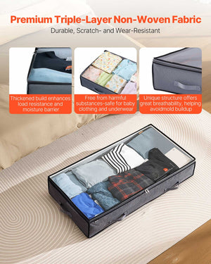 Under-Bed Storage Bins with Clear Lids – 6 Pack, 90L