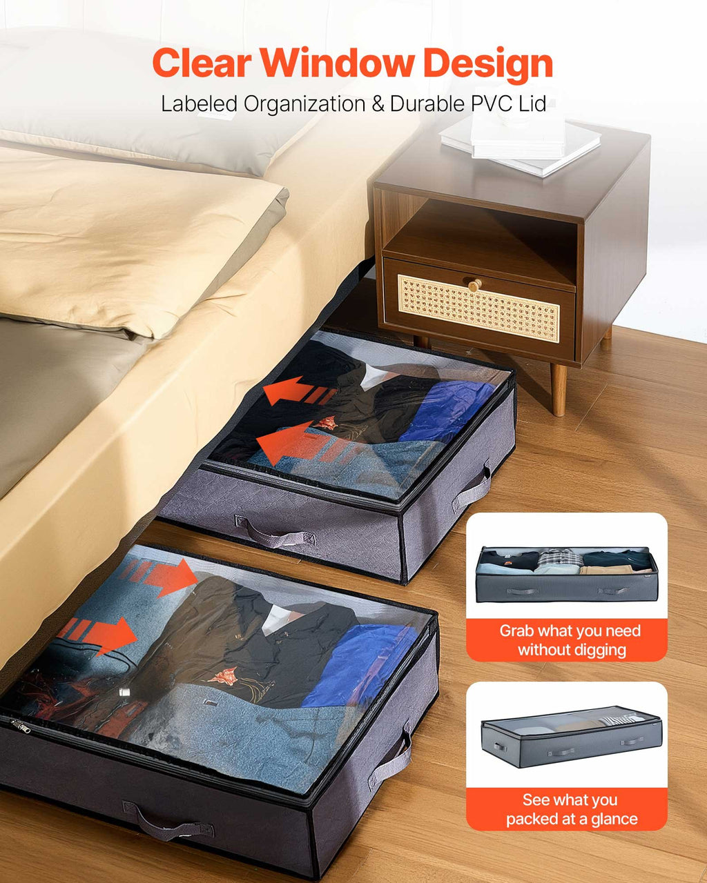 Under-Bed Storage Bins with Clear Lids – 6 Pack, 90L – image 5