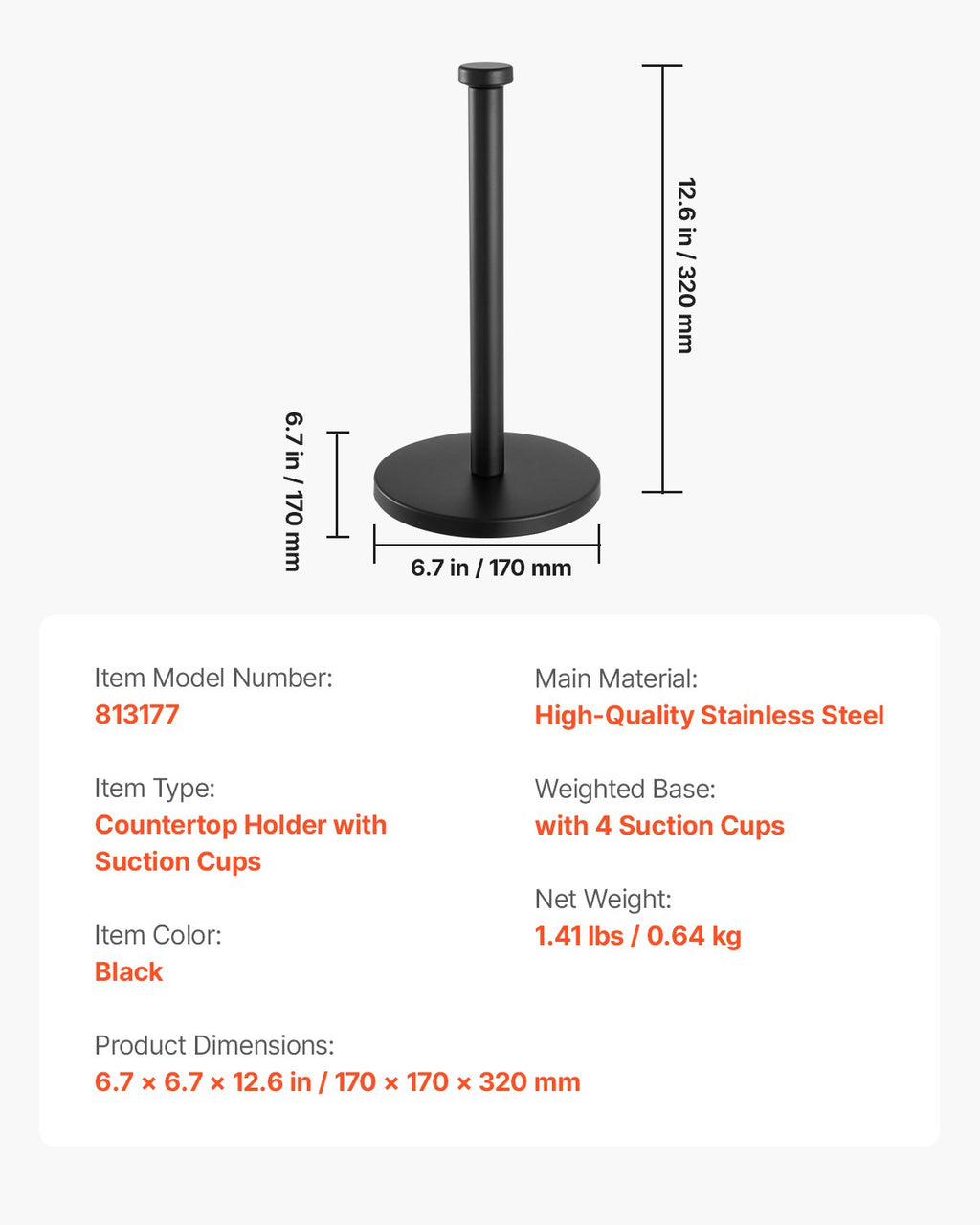Stainless Steel Countertop Paper Towel Holder