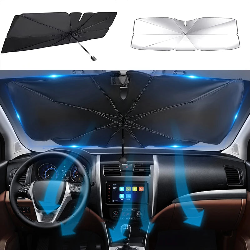 Foldable Windshield Sun Shade Umbrella – 57 in – image 2