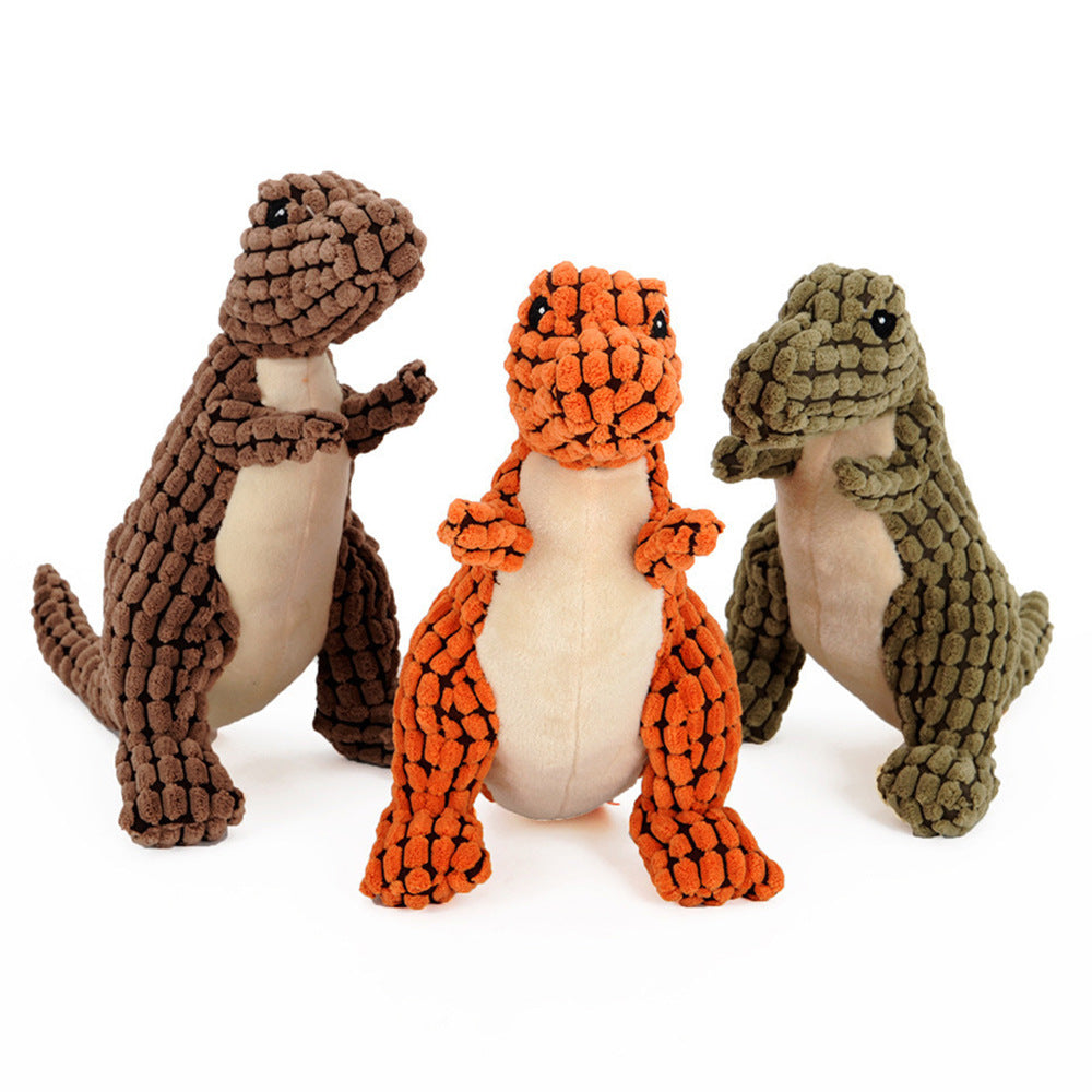 Plush Dinosaur Squeaky Dog Toy - size and color options