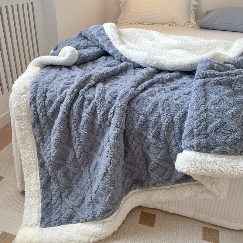 Reversible Sherpa Throw Blanket – Textured Plush – image 2