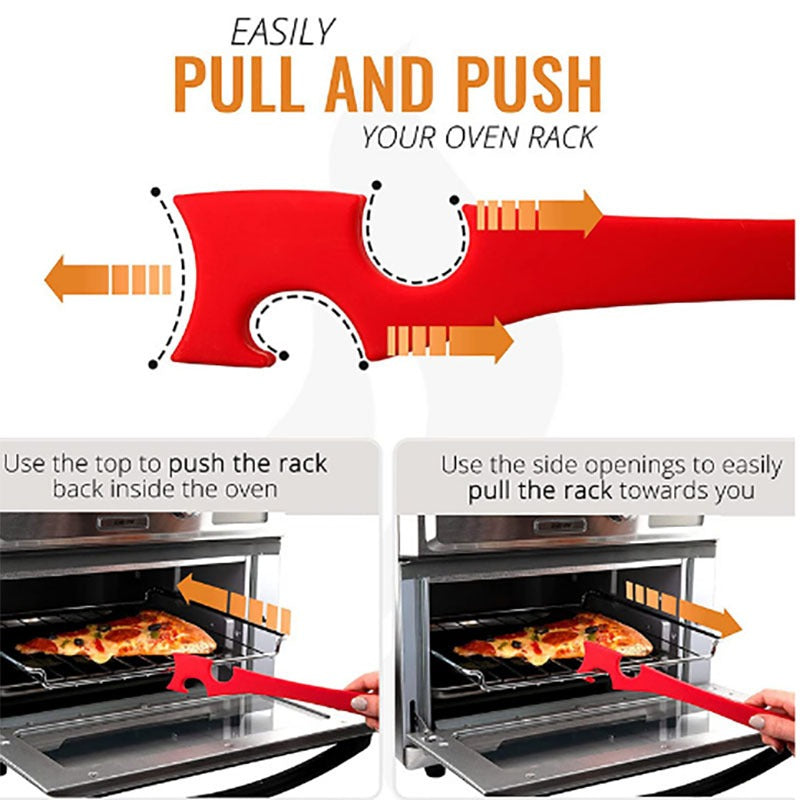 Silicone Oven Rack Push-Pull Tool – Long Handle