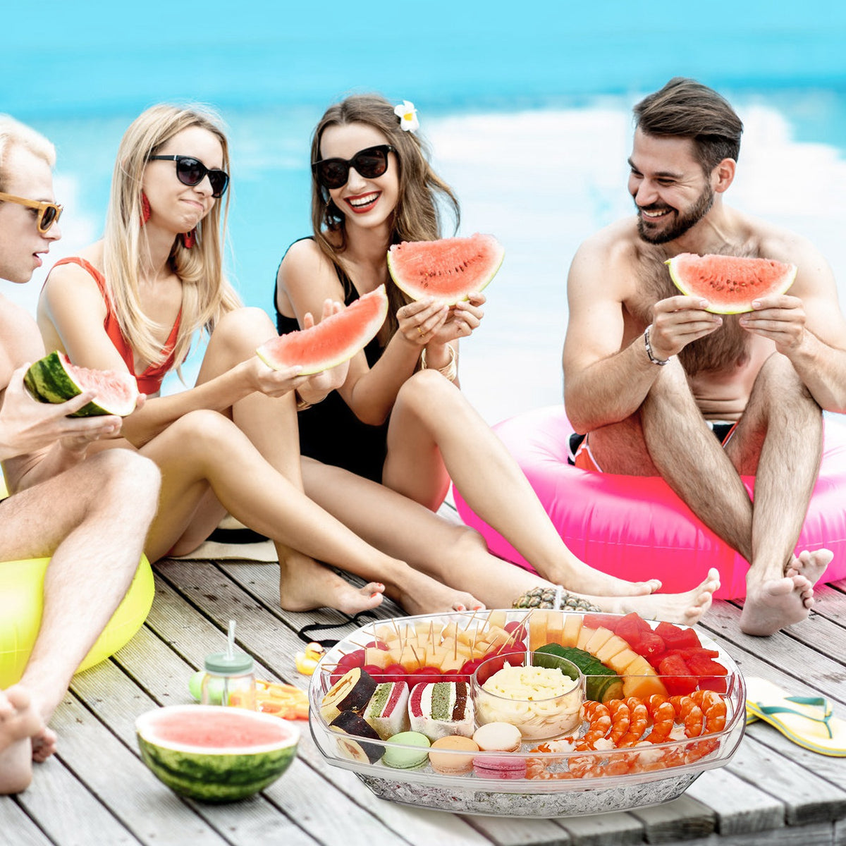 Chilled Party Serving Tray with Lid – 4 Compartments – image 3