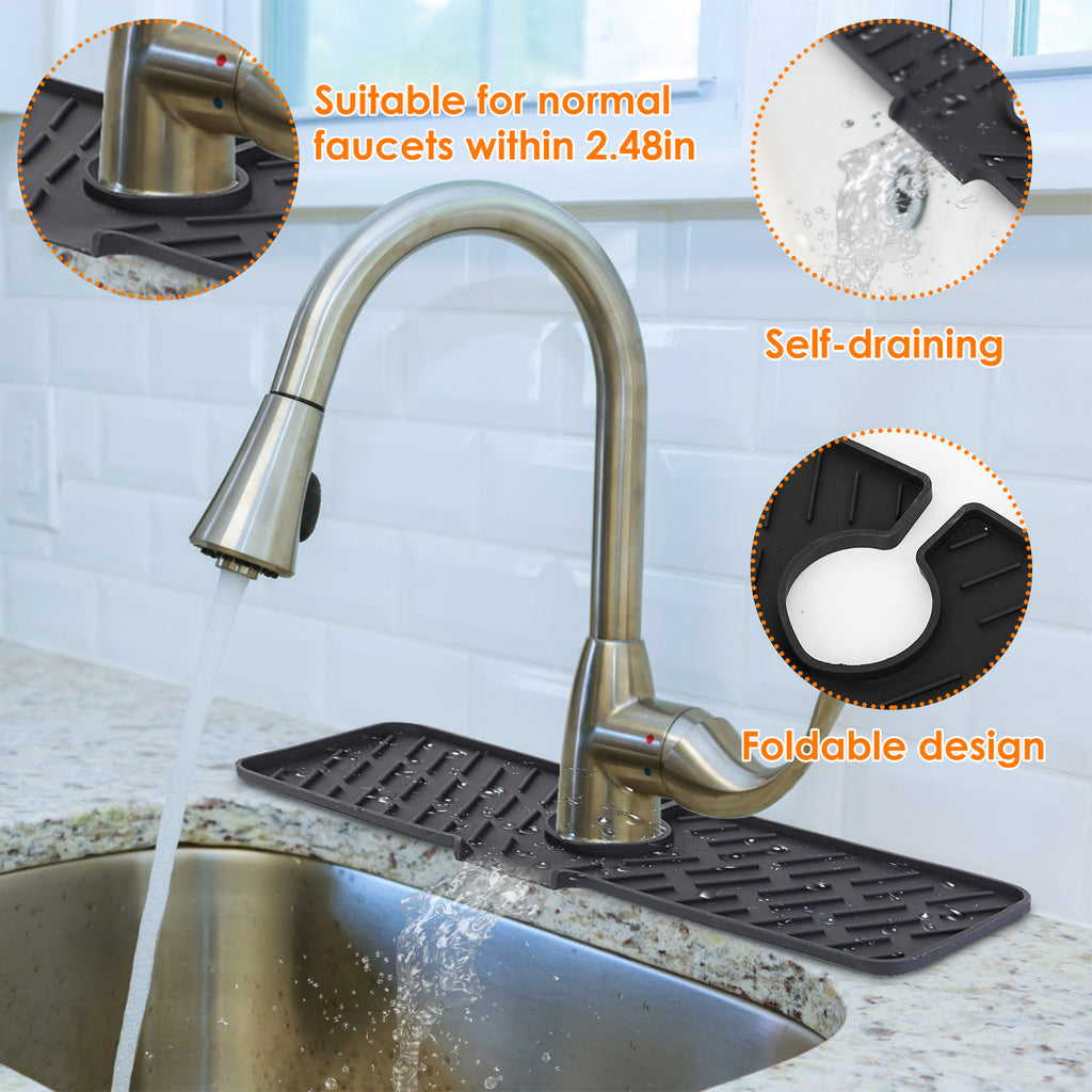Silicone Faucet Splash Guard – Sink Drip Catcher Mat – image 7