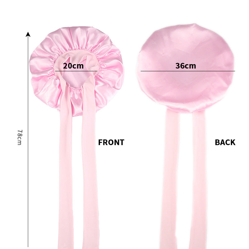 Satin Sleep Bonnet with Bow – Adjustable Fit – image 4