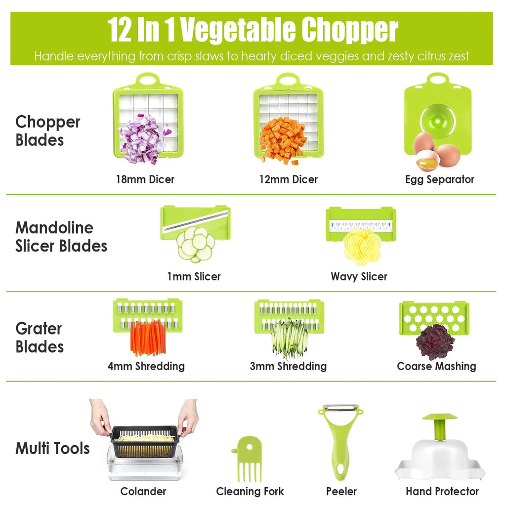 12-in-1 Vegetable Chopper & Slicer with Container – image 9