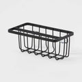 Suction Sink Caddy with Towel Bar – Matte Steel