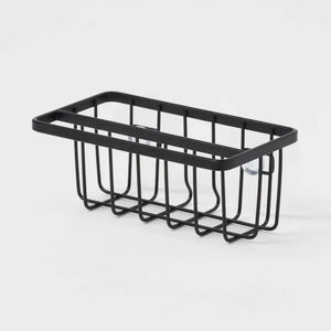 Suction Sink Caddy with Towel Bar – Matte Steel