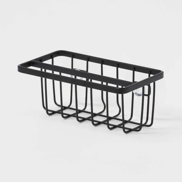 Suction Sink Caddy with Towel Bar – Matte Steel
