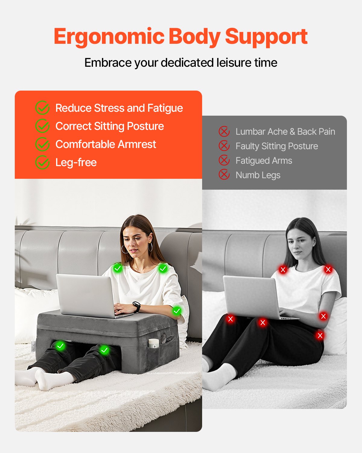Reading Pillow with Lap Desk, Pockets & Cup Holder – image 4